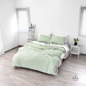 Premium Hotel <b>Bedding</b> High-Quality Cotton Washed Soft Breathable 3 PCS <b>Bedding</b> <b>Set</b> Young Rice Color Custom Size Color Pillow - Product Image 3