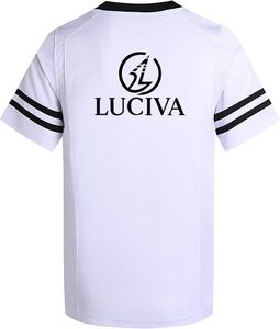 Camiseta de Fútbol Personalizada en Blanco – Tejido Transpirable de Malla Blanca – Camiseta de Entrenamiento de Fútbol Americano con Cuello en V y Rayas - Product Image 3