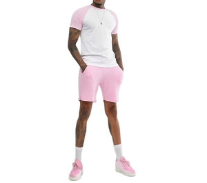 Ensemble d'été pour homme 100% coton, t-shirt et short assortis, ensembles de shorts de sport en coton pour homme, t-shirt et short pour homme - Product Image 1