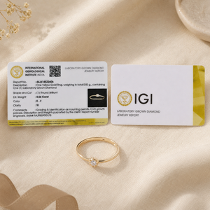 Bague classique en or massif 14 carats certifiée IGI avec diamant de laboratoire taille brillant rond, bijoux de luxe pour femme pour mariage - Product Image 6