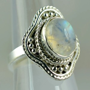 Blue Fire Rainbow Moonstone <b>Ring</b> 925 Sterling <b>Silver</b> Handmade <b>Statement</b> Promise <b>Ring</b> for Women Boho Oval June Birthstone Jewelry - Product Image 5