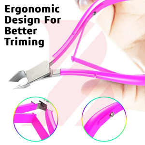 ที่ตัดหนังกำพร้าสีชมพูสดใส ด้ามจับสีชมพูสดใส ทำจากสแตนเลสสตีล พร้อมใบมีดคมสำหรับตัดหนังกำพร้า อุปกรณ์ทำเล็บ - Product Image 5