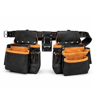 Organisateur d'outils de travail en cuir robuste avec plusieurs pochettes, sangle de ceinture durable, porte-marteau, matériel de qualité supérieure pour charpentiers - Product Image 2
