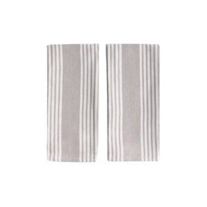 Serviette de cuisine décorative grise à rayures en coton, torchon doux et absorbant, linge de cuisine, fabricant OEM ODM en gros - Product Image 1