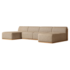 Elegant Modern Modular Sectional <b>Sofa</b> Furniture Set for Outdoor Sturdy <b>Frame</b> Made of Solid Teak <b>Wood</b> Thick and Soft Cushion - Product Image 3