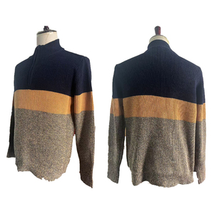 European American Fashion <b>Men's</b> Half-Zipper Pullover <b>Sweater</b> Knitted Top <b>for</b> Casual Winter Wear Color Matching Clothing - Product Image 3