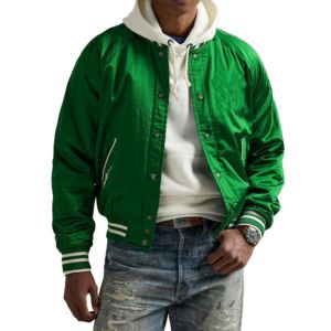 Chaquetas Universitarias Personalizadas y Elegantes, Bordado en Seda, Venta al Por Mayor, Chaqueta Varsity de Satén para Hombre, Chaqueta de Béisbol Varsity de Satén - Product Image 5