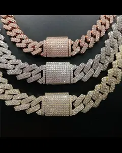 Cadena cubana de moissanita VVS de plata de ley 925 estilo hip hop, cadena de tenis de moissanita, collar grueso de Miami, joyería para hombres y mujeres - Product Image 1