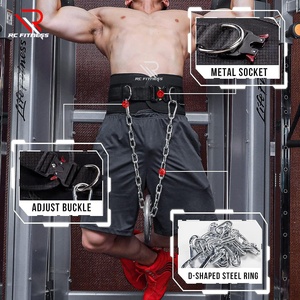 Cinturón de levantamiento de pesas ajustable antideslizante de alta resistencia para gimnasio, con cadena de acero para barra, hecho de caucho, EVA y ABS, para dominadas y ejercicios de flexiones. - Product Image 4