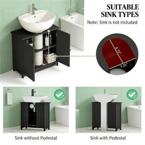 Gabinete de Almacenamiento para Lavabo de Baño Negro - Product Image 4