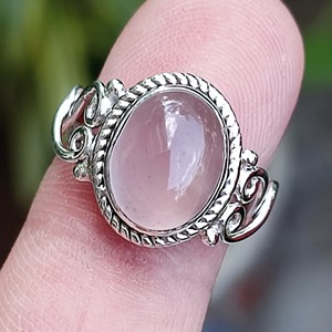 Rose <b>Quartz</b> Oval <b>Ring</b> 925 Sterling Silver Handmade Promise Jewelry for her bezel setting <b>Ring</b> January Birthstone month - Product Image 3
