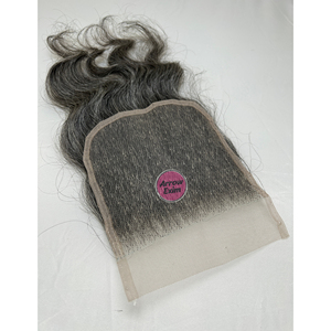 Arrow Exim Cheveux Indiens Gris Naturels pour Closure en Dentelle 5x5, Ondulation Naturelle, Remy, Densité 100%, Raie Centrale, Nœuds Invisibles - Product Image 2
