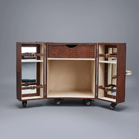 Porte-vin en cuir écologique de haute qualité, forme rectangulaire avec roulettes, armoire de rangement pour la maison, l'hôtel, le bar, couleur personnalisée, faible coût