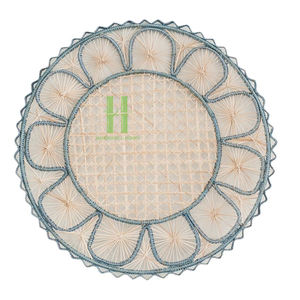 Assiettes de présentation écologiques bohèmes en jonc de mer naturel, tressées à la main, diamètre 35 cm, pour décoration de table de mariage, en osier festonné - Product Image 1