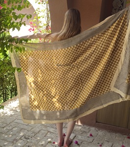 Paréo de plage en coton imprimé à la main pour femme, léger, style bohème, écharpe châle, couverture d'été indienne faite à la main, vente en gros - Product Image 3