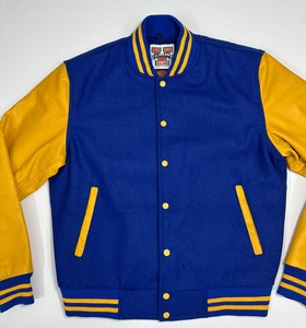 Veste de baseball confortable à col montant en tricot côtelé, doublure en laine réversible, broderie personnalisée du logo avant, pour homme - Product Image 3