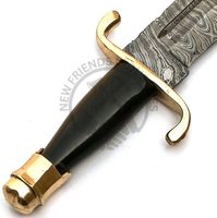Nouvel Arrivage Couteau de Chasse Bowie Damas Fait Main, Lame Fixe Tranchante, Couteau de Survie, Couteau de Collection, Manche en Corne, Couteau de Camping
