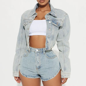 Nouvel Arrivage Ensemble Jean Femme : Veste et Pantalon Décontracté Délavé Coupe Slim, Conception Personnalisée OEM, Vente en Gros pour Streetwear - Product Image 1