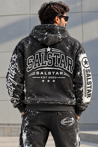 Custom Vintage Distressed Graphic <b>Zip</b> <b>Up</b> <b>Hoodie</b> <b>Black</b> Heavyweight Cotton Streetwear <b>Hoodie</b> Private Label Men’s Casual <b>Hoodie</b> - Product Image 4