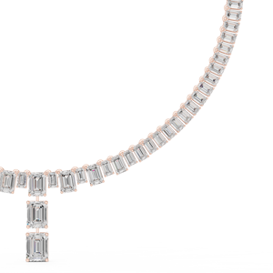 Collier tennis en moissanite taille émeraude avec pendentif goutte, bijoux de luxe sertis griffes pour femme - Product Image 3