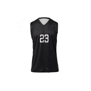 Camiseta de Baloncesto Personalizada con Cuello en V, Sin Mangas, Estampado Geométrico Dorado y Azul Marino, Sublimada, Absorbente de Humedad, Unisex para Adultos, Corte Regular - Product Image 2