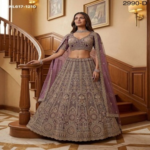 Conjunto de Lehenga-Choli de Novia con Red de Tul y Bordado Zari, Lentejuelas y Pedrería de Circonio, Novedad en Moda Nupcial para Mujer - Product Image 1