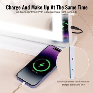 Specchio da Trucco LED con Ingrandimento 5X, Alimentazione USB, Tre Modalità di Illuminazione, Controllo Touch Intelligente, Design Grande - Product Image 6