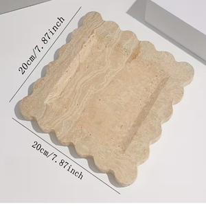 Scallop Edge Rectangular <b>Travertine</b> Tray Modern <b>Travertine</b> Trays - Product Image 4