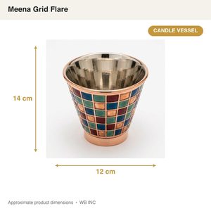 Portavelas de Cobre Hecho a Mano de 14 cm con Diseño de Pavón Meena Grid, Auténtico Diseño Meenakari para Decoración del Hogar, Hoteles, Bodas, Regalos de Mesa - Product Image 6