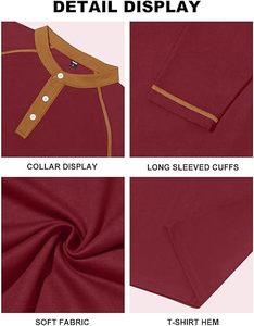 Men's Henley Long Sleeve Shirt Moisture Wicking Quick Dry Breathable 100% Cotton Jersey Fabric Eco-Friendly Casual Summer - Product Image 4