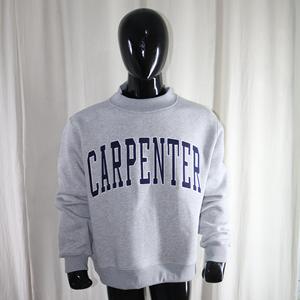 Sudadera de cuello alto CARPENTER HEATHER GREY 100% algodón con apliques bordados en color AZUL MARINO, media cremallera, CLUSH SPORTS, invierno - Product Image 3