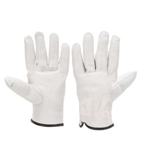 Gants de travail industriels robustes en cuir de vachette blanc, paume et dos en cuir, pouce Keystone, non doublés, pour la construction et le travail en hauteur - Product Image 1