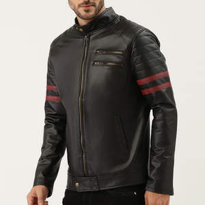 Chaqueta de Cuero Negra para Motociclista, Clásica, de Alta Calidad, Ajustada, Resistente al Viento, para Hombre, Estilo Urbano, Invierno - Product Image 2