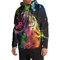 Sudadera con Capucha Oversize de Algodón 100% con Estampado Digital 3D de Calavera con Llama Azul para Hombre, Estilo Urbano Hip Hop, Colección 2026 - Desbloquea tu Estilo