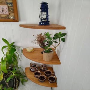 Indian Supplier <b>Rustic</b> Wooden Corner Wall <b>Shelves</b> Set of 3 for Decorative Storage in Living Room Available at Best Price - Product Image 1