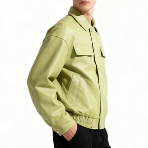 Veste de moto pour homme en cuir PU noir, coupe slim, fermeture éclair sur le devant, manches longues, imperméable, coupe-vent, respirante, streetwear - Product Image 3