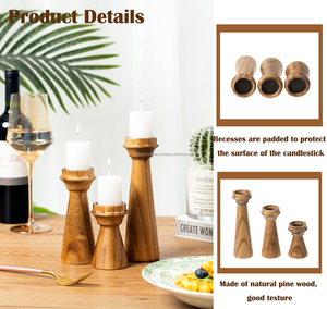 Candelero de madera Vintage artístico, decoración del hogar, eventos de boda, fiestas, portavelas de madera contemporáneo - Product Image 4