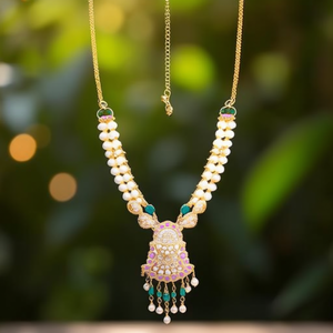 Ensemble de colliers doubles de créateur Jewelemarket, pierres Pota, perles, bijoux plaqués or fin pour un usage quotidien, occasions de mariage - 10575489PGR - Product Image 3
