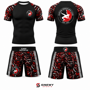 SINEWY SPORTS Men's Wrestling <b>Compression</b> <b>Shirt</b> & Shorts Set Sublimation Print Moisture Wicking Fitted Adult Martial Arts Wear - Product Image 1