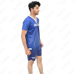Conjunto de Camiseta de Fútbol Azul para Hombre Blaze, Cuello en V, Manga Corta, Poliéster que Absorbe la Humedad, Uniforme Número 16, Corte Atlético - Product Image 3