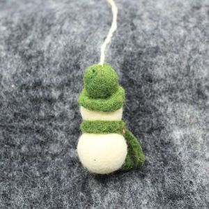 Handmade Felt Snowman Ornament Green Hat Scarf Cartoon Christmas Decoration - Product Image 3