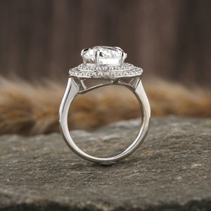 Lab Grown Pear Cut Diamond Engagement Ring 14k <b>Solid</b> Gold IGI Certificate Luxurious Double Halo Style Trendy Women 3.00-4.00 - Product Image 3