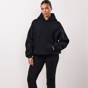 Ensemble de sport pour femme, veste zippée ajustée en coton et polyester, pantalon de jogging respirant et extensible, vêtements de sport pour la gym - Product Image 1