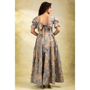 Vestido Largo de Algodón Estampado con Cintura Natural y Mangas Abullonadas Ecológico para Mujer, Elegante Atuendo Floral de Verano - Product Image 6