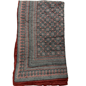 Couvre-lit réversible en coton 100% à motifs géométriques, imprimé à la main, style bohème traditionnel indien, pour lit simple, toutes saisons, qualité hôtelière - Product Image 1