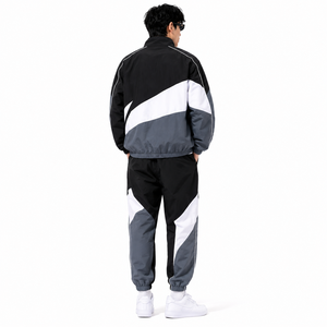 Chaqueta de poliéster vintage personalizada de alta calidad, resistente al viento, con tela tejida de estilo urbano, conjunto de chaqueta y pantalones cortos de béisbol para hombre. - Product Image 5