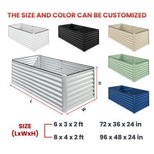 Modern Galvanized Durable <b>Metal</b> <b>Raised</b> Garden <b>Bed</b> Planter Box for Vegetables and Flowers Eco-Friendly Home Garden Use HD - Product Image 3