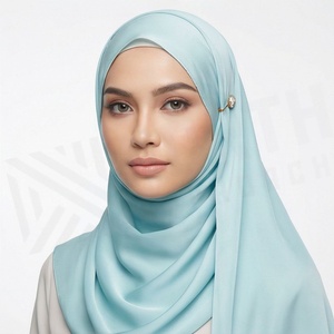 Hiyab de poliéster de color sólido para mujer, tela jersey, agradable al tacto, para uso diario, pañuelo étnico de Oriente Medio. - Product Image 6