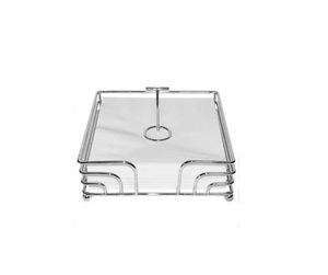 El servilletero de metal plateado de calidad es ideal para servir en estilo buffet donde los invitados necesitan acceso rápido a las servilletas. - Product Image 1