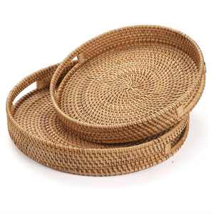 Juego de 2 bandejas de servir de ratán, las más vendidas, OEM, con platos para decoración de mesa, al mejor precio, hechas en Vietnam, al por mayor - Product Image 4